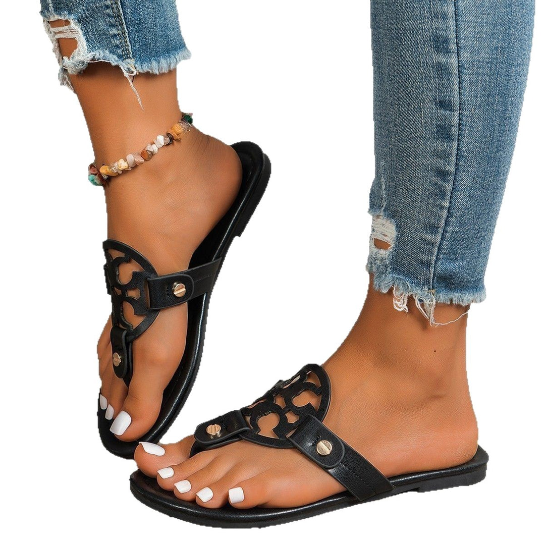 Damen elegante Zehentrenner-Sandalen mit modischen Stanzdetails EB