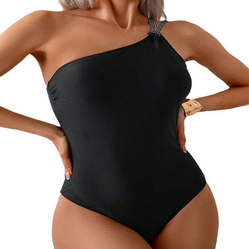Damen Einseitiger Badeanzug mit stilvollem Knotendetail EB