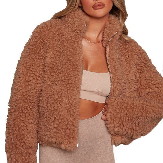 Damen Fluffy Fleecejacke EB