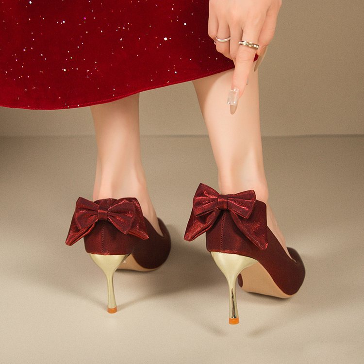 Damen elegante Spitzen-Pumps mit modischem Schleifenakzent EB