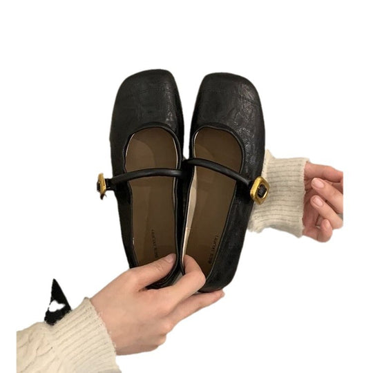 Damen elegante Ballerinas mit modischem Riemen und komfortabler Sohle EB