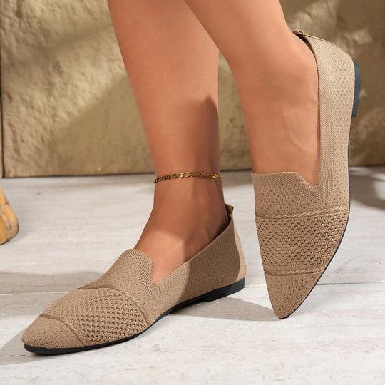 Damen Elegante und atmungsaktive Ballerinas mit perforierter Obermaterial EB