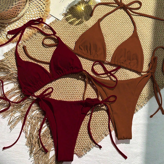 Damen Triangel-Bikini Set mit verstellbaren Bindebändern EB