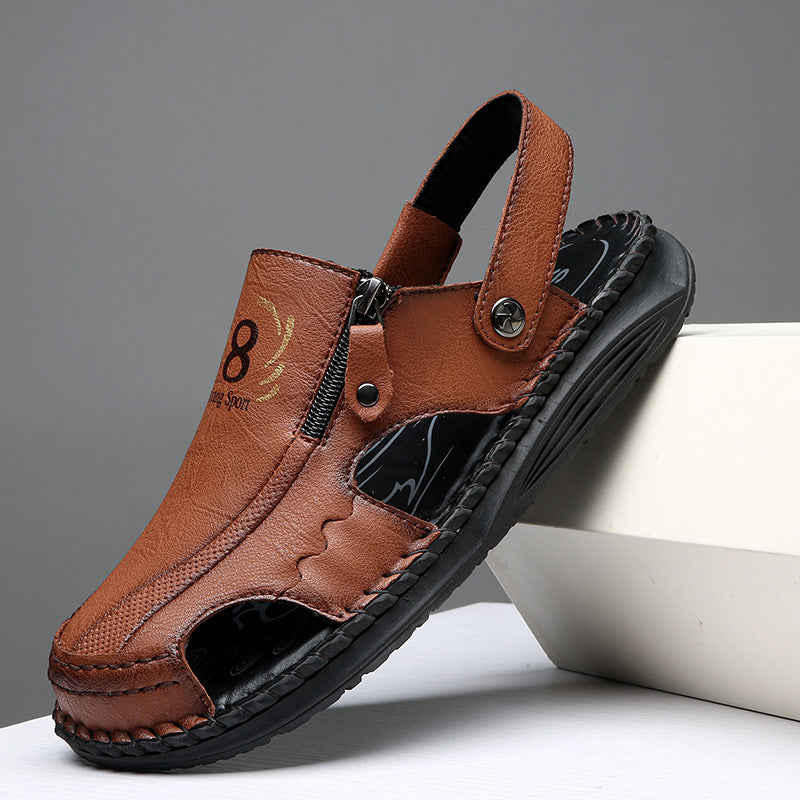 Herren orthopädische Leder-Sandalen mit verstellbarem Riemensystem EB