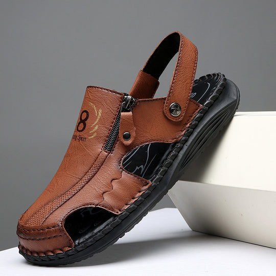Herren orthopädische Leder-Sandalen mit verstellbarem Riemensystem EB