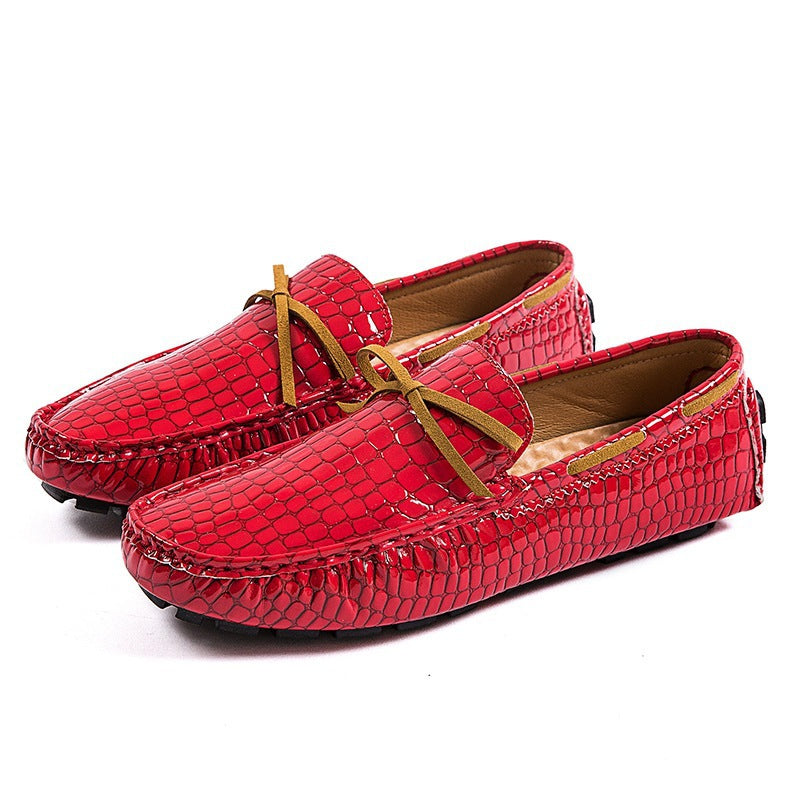 Damen lackierte Mokassin-Fahrerhalbschuhe mit Krokoprägung, weichem Lederfutter und profilierter Noppenlaufsohle EB