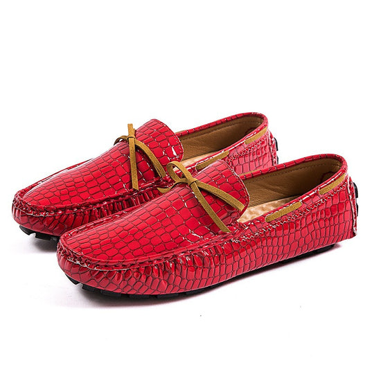 Damen lackierte Mokassin-Fahrerhalbschuhe mit Krokoprägung, weichem Lederfutter und profilierter Noppenlaufsohle EB
