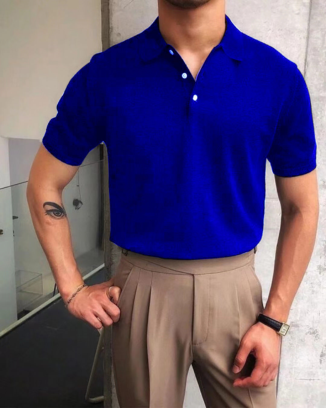 Herren nan Premium-Feinstrick-Poloshirt mit offenem Hemdkragen und dezenter Knopfleiste EB