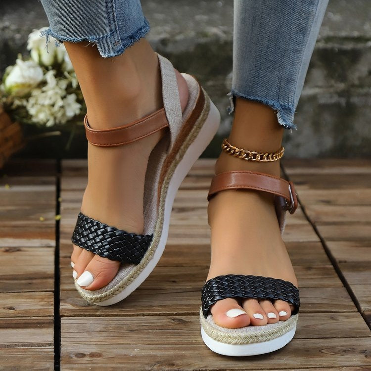 Damen Wedge-Sandalen mit geflochtenem Obermaterial und rutschfester Sohle EB
