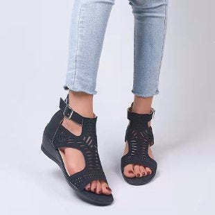 Damen Wedge-Sandalen mit modischem Cut-Out-Design und rutschfester Sohle EB