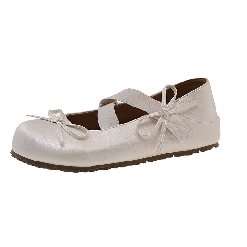 Damen Ballerinas mit geschlitzten Riemen und dekorativen Schleifen EB