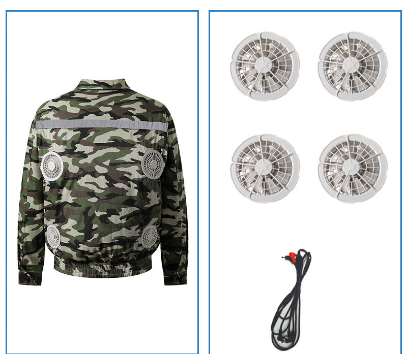 Unisex nan Arbeitskühljacke mit vier integrierten USB-Lüftern, verstellbarem Bund und atmungsaktivem Material R&B