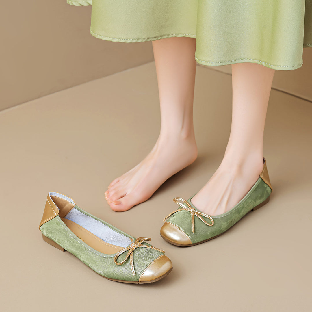 Damen elegante Ballerinas mit schimmerndem Spitze und modischem Schleifendetail EB