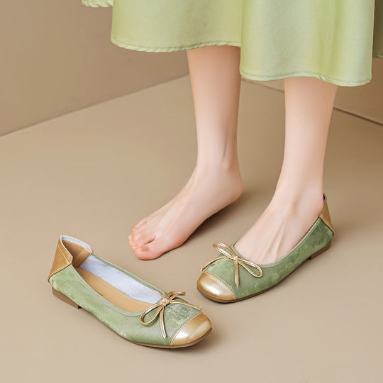 Damen elegante Ballerinas mit schimmerndem Spitze und modischem Schleifendetail EB