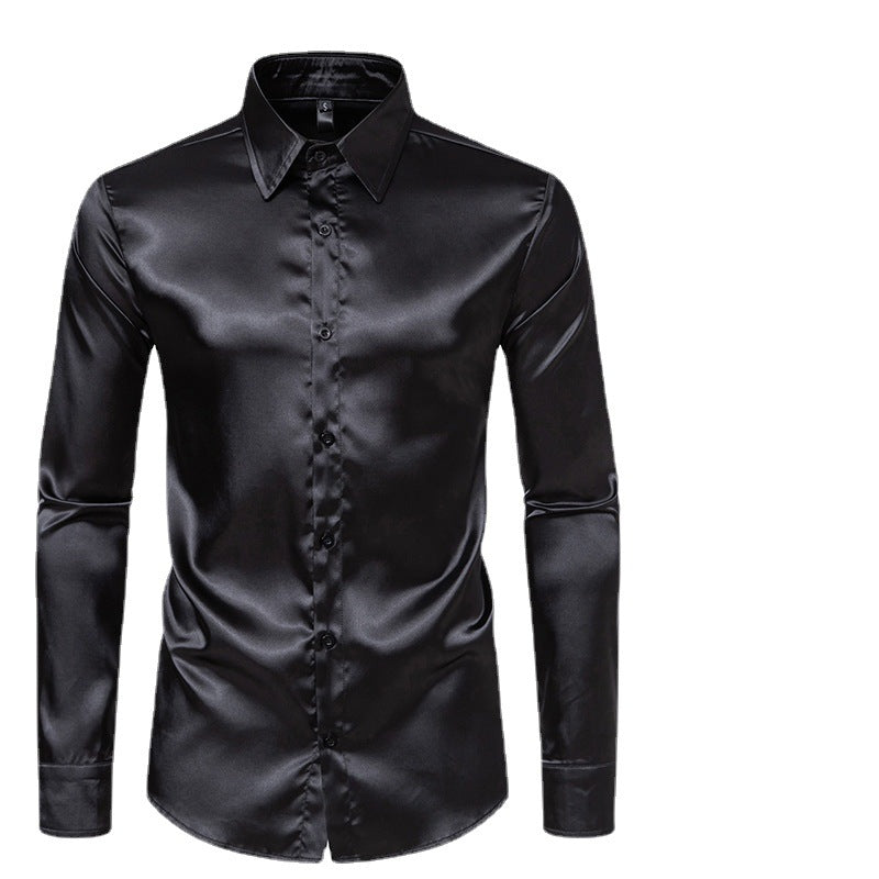 Herren Elegantes und glänzendes Langarmhemd mit innovativer Textur EB