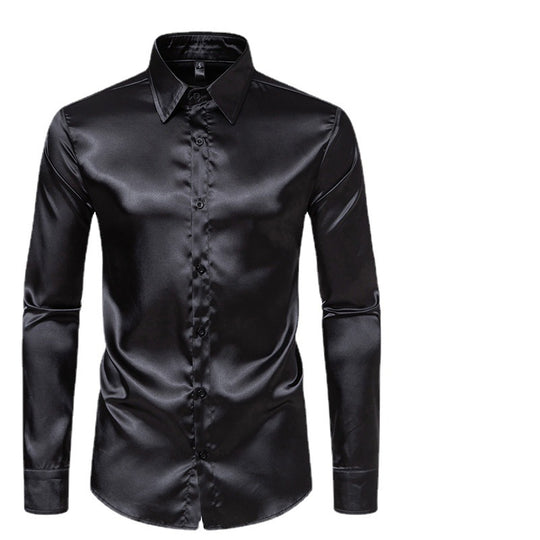 Herren Elegantes und glänzendes Langarmhemd mit innovativer Textur EB