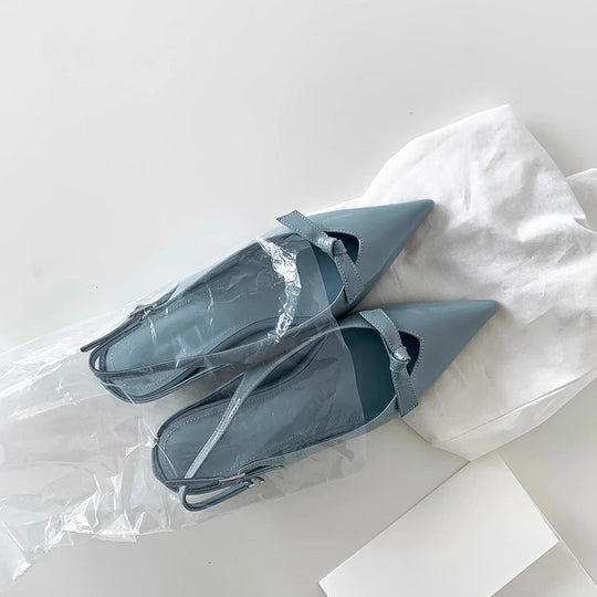 Damen Slingback-Pumps mit eleganter Schleifenverzierung und spitz zulaufendem Design EB