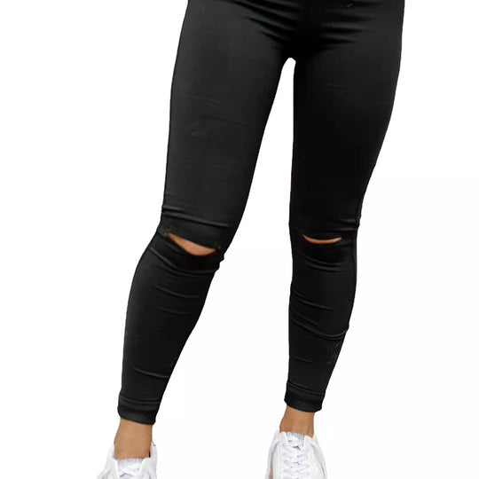 Damen Stepp-Leggings mit Riss-Detail EB