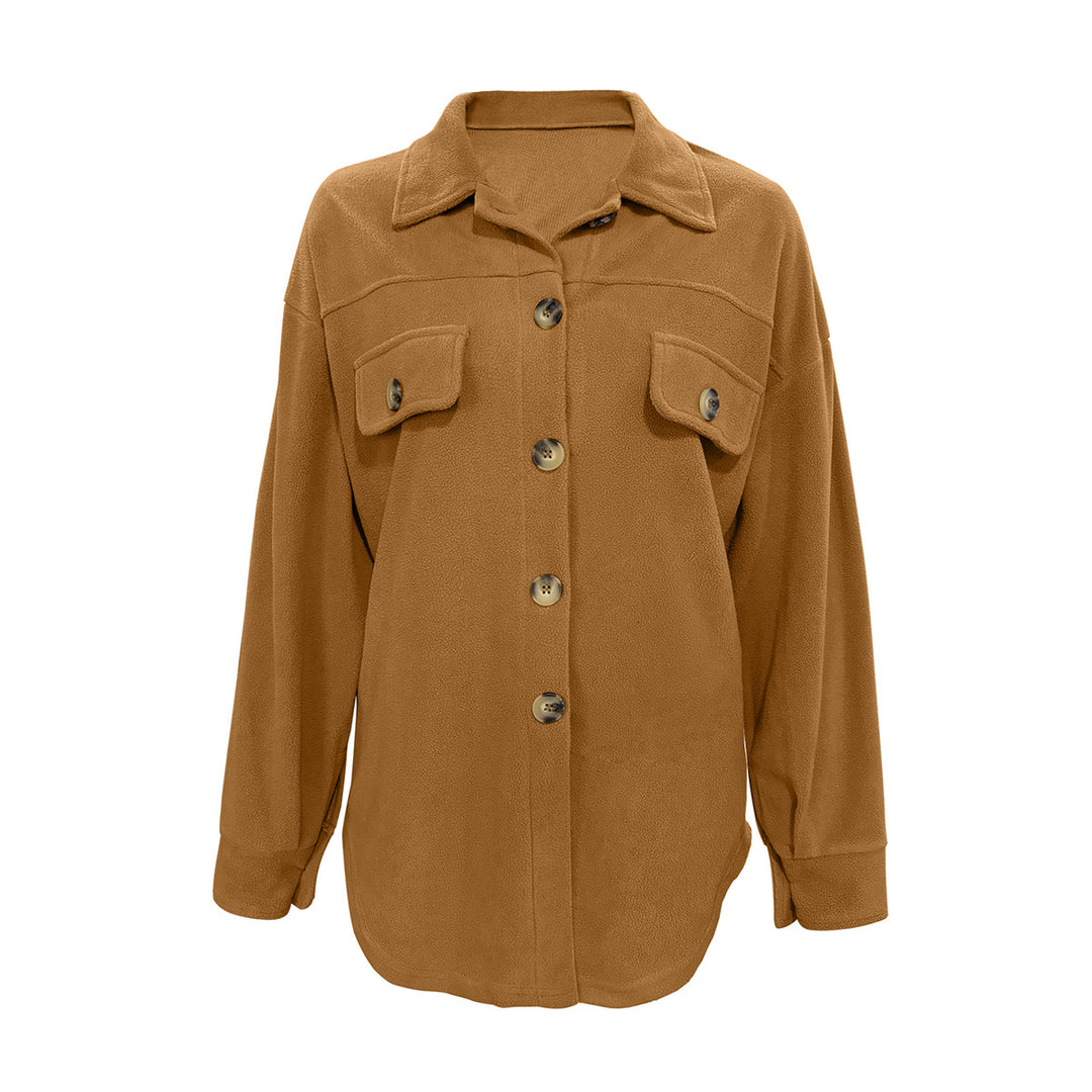 Damen Komfortable Overshirtjacke mit aufgesetzten Taschen und Knopfleiste EB