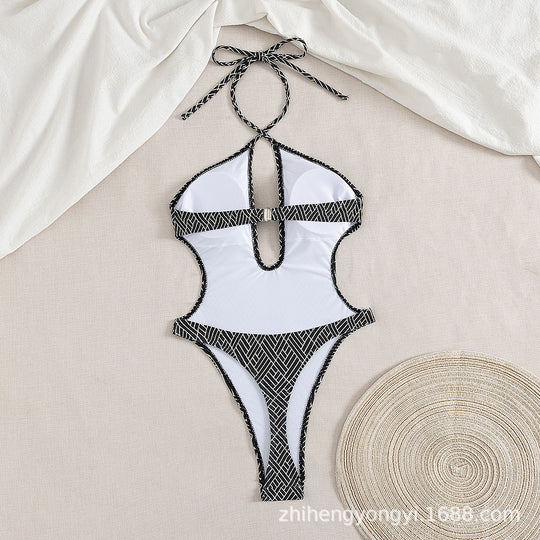 Damen Einteiler Badeanzug mit kreativem Cut-Out EB
