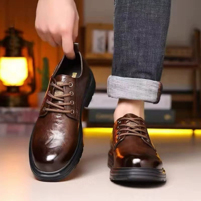 Herren Elegante Schnürschuhe aus hochwertigem Leder mit rutschfester Sohle EB