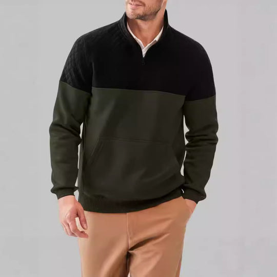 Herren Sportiver Pullover mit Stehkragen und Taschen EB