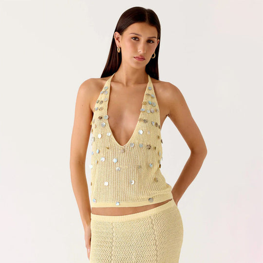 Damen Stricktop mit funkelneden Details EB