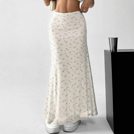 Damen Langrock mit floralen Motiven und fließendem Schnitt EB