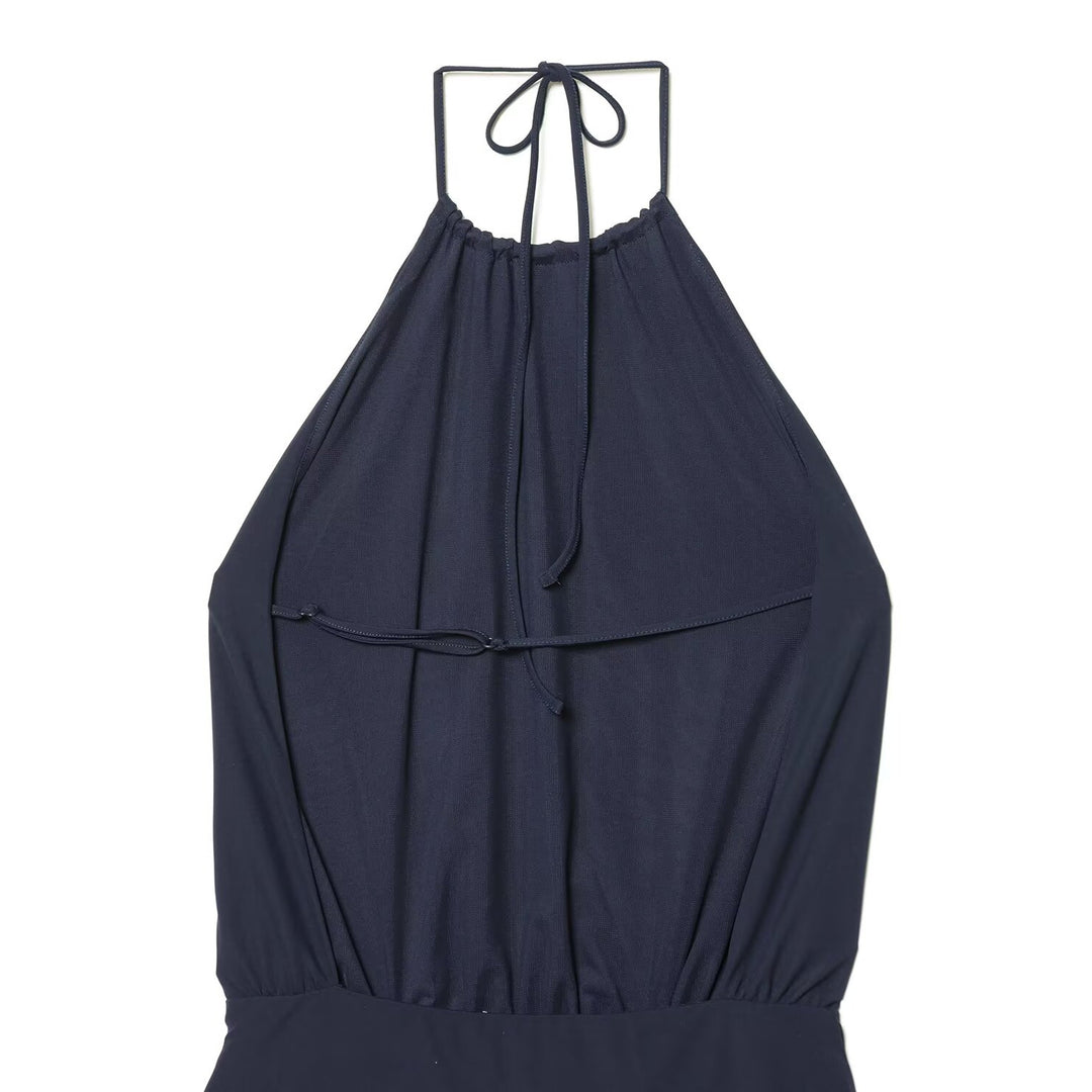Damen luftiges Halterneck-Kleid mit elastischem Taillenbund EB