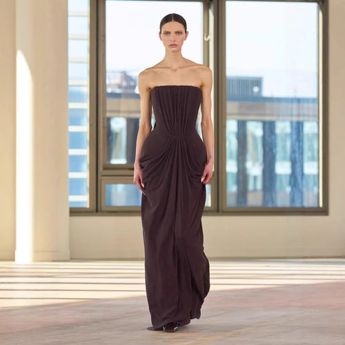 Damen Elegantes Maxikleid mit raffinierten Drapierungen EB