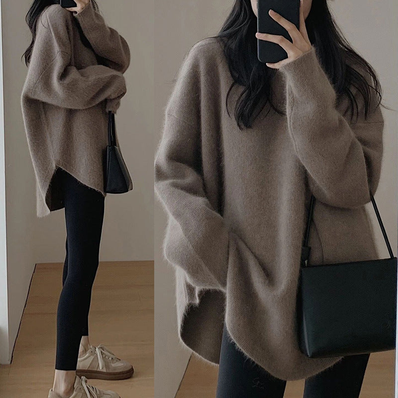 Damen Oversized Pullover im lässigen Stil mit weichem Mohairgefühl EB