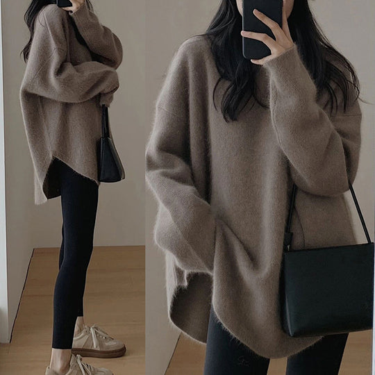 Damen Oversized Pullover im lässigen Stil mit weichem Mohairgefühl EB