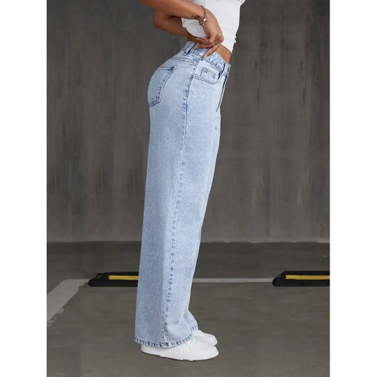 Damen weite Jeanshose im Vintage-Stil EB