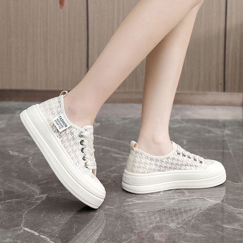 Damen modische Plateausneaker mit atmungsaktiver Mesh-Oberfläche und rutschfester Sohle EB