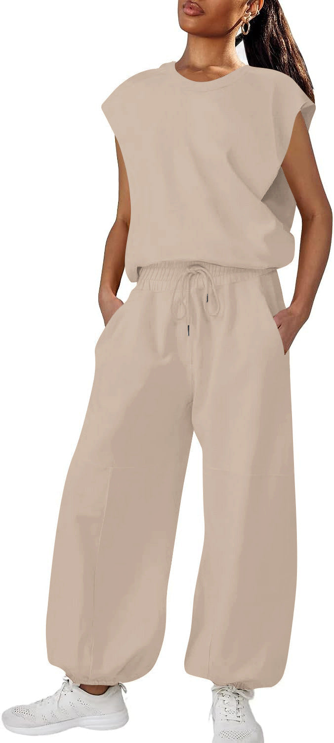 Damen lässiger Sweatanzug mit weiter Silhouette und elastischem Bund EB