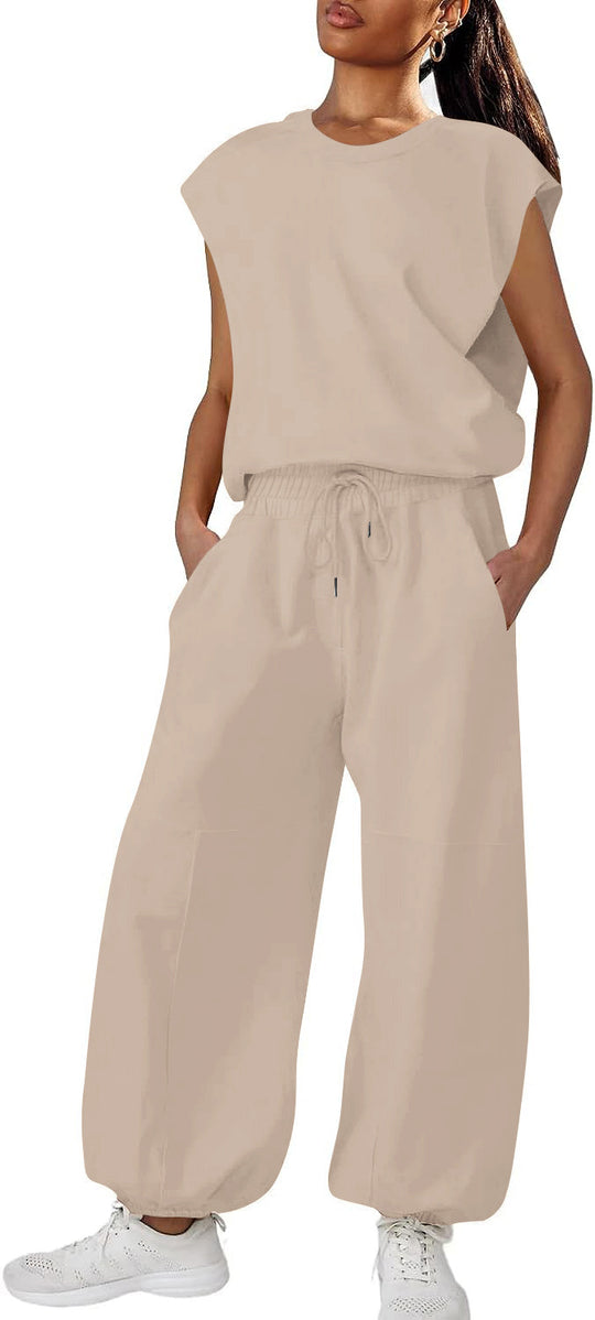 Damen lässiger Sweatanzug mit weiter Silhouette und elastischem Bund EB