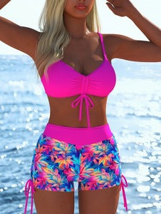 Damen modischer Bikini-Set mit Schößchen und verstellbarem Träger EB