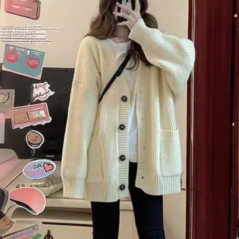 Damen Grobstrickcardigan mit großen Taschen und lässigem Schnitt EB