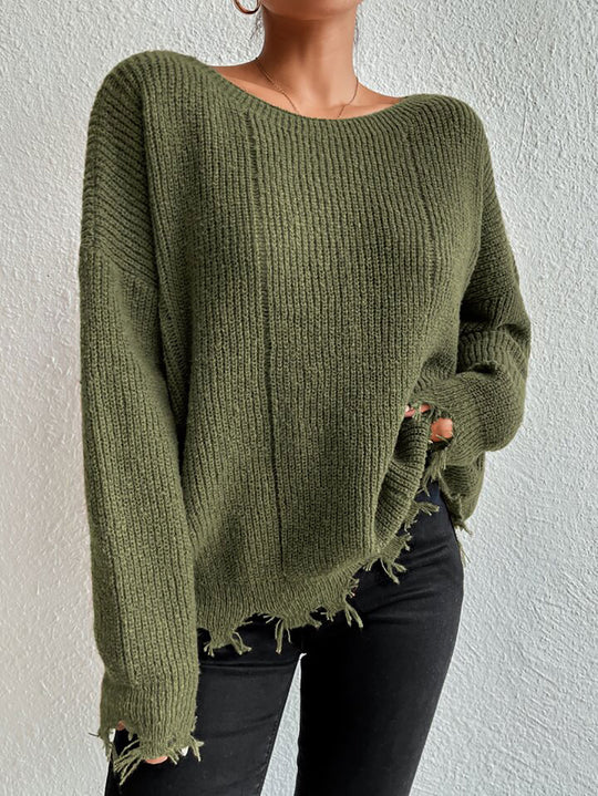 Damen Baumwollpullover mit lässigem Oversized-Schnitt EB