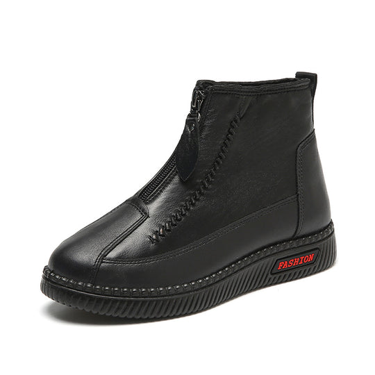 Damen modische Stiefel mit seitlichem Reißverschluss und bequemer Sohle EB