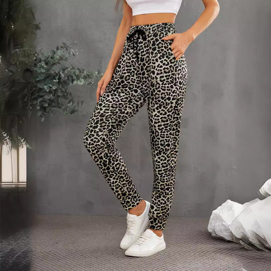 Damen Modische Sporthose im trendigen Leopardenmuster EB