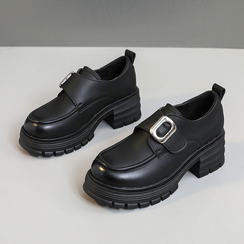 Damen modische Halbschuhe mit robustem Plateau und eleganter Schnalle EB