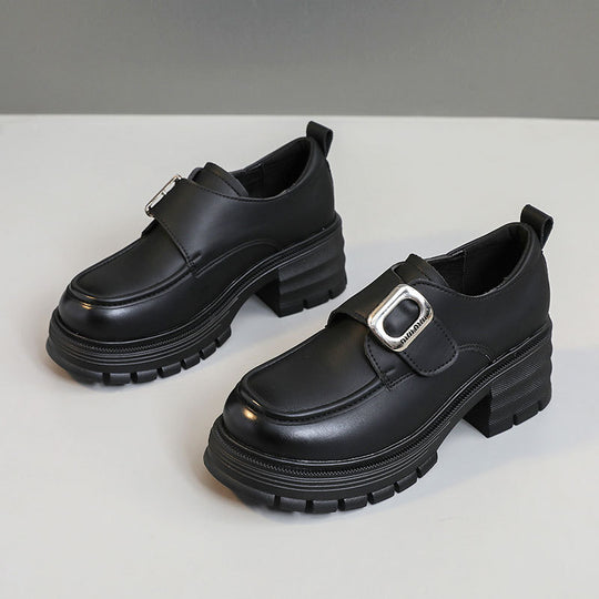 Damen modische Halbschuhe mit robustem Plateau und eleganter Schnalle EB
