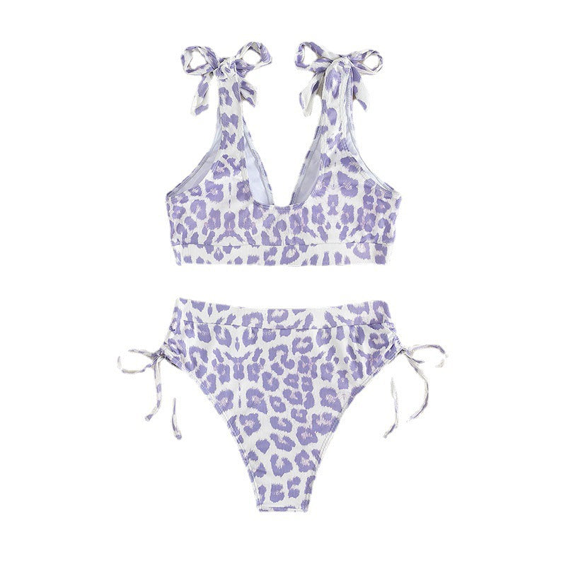 Damen Hoch geschnittenes Bikini-Set mit verspielten Schnürdetails EB
