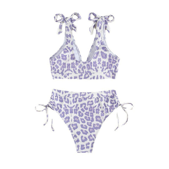 Damen Hoch geschnittenes Bikini-Set mit verspielten Schnürdetails EB