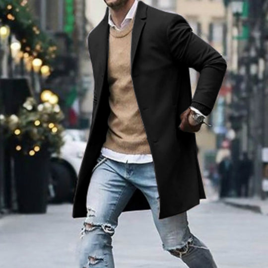Herren eleganter Mantel mit hochwertigen Details EB