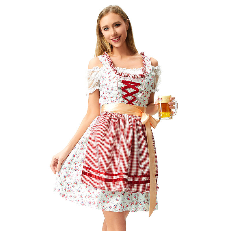 Damen nan Blusenkleid im Trachtenstil mit dekorativem Korsettband und geraffter Schürze EB