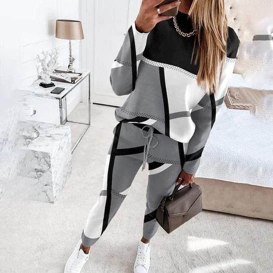 Damen Sportliches Loungewear-Set mit modernem geometrischen Design EB
