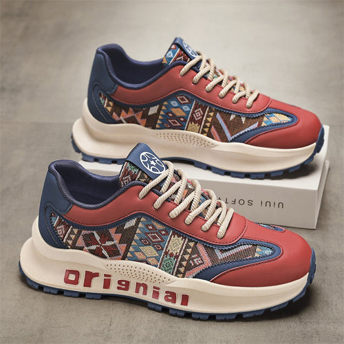 Damen Modische Sneakers mit ethnischem Muster und dämpfender Sohle EB