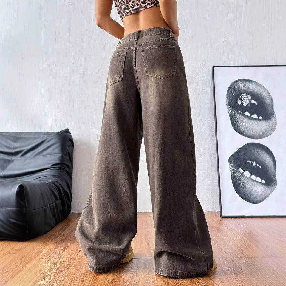 Damen Weite High-Waist Jeans mit lässigem Schnitt EB